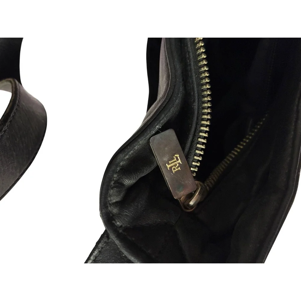 READ Vintage Lauren Ralph Lauren Black Leather Shoulder Bag Y2K Hobo Purse